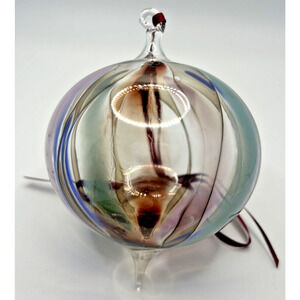 Vintage Art Glass Twisted Blue‎ Purple Green Maroon Ornament U257/10